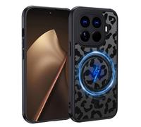 XTCASE Funda Magnético para Xiaomi 15T Pro [Compatible con Magsafe], Carcasa Diseño Leopardo Patrón Translúcida Mate Trasera TPU Suave Silicona Antigolpes y PC Rígida Anti-arañazos, Negro