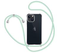 XTCASE Funda para iPhone 15 con Cuerda, Carcasa Transparente Suave TPU Silicona Case con Colgante Correa Ajustable Colgar Collar Correa de Cuello Cadena Cordón, Verde