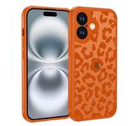 XTCASE Funda para iPhone 16, Ultrafino Carcasa Leopardo Aesthetic Patrón Dibujos Translúcida Mate Trasera Silicona TPU Suave Antigolpes y PC Rígida Anti-arañazos Protectora Case, Naranja