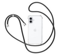 XTCASE Funda para iPhone 17 con Cuerda, Carcasa Transparente Silicona TPU Suave con Cordón Correa de Hombro Ajustable Colgante Colgar Collar de Cuello Cadena Acollador, Negro