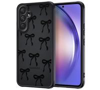 XTCASE Funda para Samsung Galaxy A54 5G, Carcasa con Aesthetic Pajarita Dibujos Motive con Mate Translúcida PC Suave TPU Case Antigolpes Protección de Cámara Caso para Mujer, Negro
