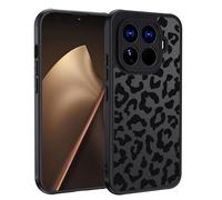 XTCASE Funda para Xiaomi 15T Pro, Ultrafino Carcasa Leopardo Aesthetic Patrón Dibujos Translúcida Mate Trasera Silicona TPU Suave Antigolpes y PC Rígida Anti-arañazos Protectora Case, Negro