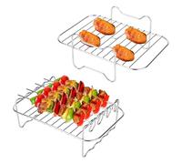 XTDMJ 2 capas Air Fryer Racks, Air Fryer Accesorios Cuadrado 304 Acero Inoxidable Rack, Freidora de Aire Caliente Accesorios Airfryer Accesorios para Russell Hobbs Philips 6,2L/8L/Ninja 5,7L /COSORI
