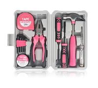 XTDMJ Kit de herramientas rosa de 12 piezas, kit de herramientas para el hogar, kit de herramientas pequeñas, herramientas básicas de inicio para mujer, herramientas de bricolaje para el hogar y la