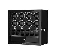 XTELARY Caja giratoria para Relojes con Cerradura para 2/4/6/8 con Espacio de Almacenamiento, cajón de Almacenamiento, 4 Modos de rotación, luz LED Blanca, Motor supersilencioso y cojín de Reloj de