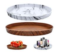 xtemtoamz Bandeja Redonda Decorativa, Bandeja Decorativa Centro de Mesa Bandejasplastico para Servir Comida Velas Snacks Caramelos Joyeros Cosméticos, 2 Piezas (21x21cm)