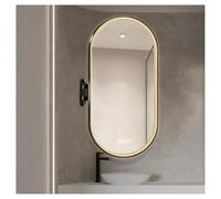 XTGDIEM Espejo de Esquina for baño, Espejo de Maquillaje antivaho Giratorio de 360° con retroiluminación y Luces LED, Sensor de Temperatura y Cuerpo Humano(Gold,50x80cm)