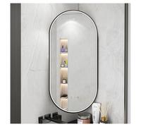 XTGDIEM Espejo de Esquina for baño, Espejo de Maquillaje antivaho Giratorio de 360° con retroiluminación y Luces LED, Sensor de Temperatura y Cuerpo Humano(Black,40x80cm)