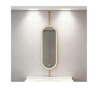 XTGDIEM Espejo De Techo Doble Cara con Iluminación LED, Giratorio, Luz Regulable 3 Colores Y Botón Táctil(Gold,40x60cm)