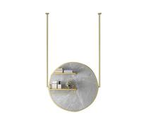 XTGDIEM Espejo De Techo Redondo con Doble Varilla Metálica, Espejo Tocador Decorativo For Baños, Entradas, Tiendas, Hoteles(Gold,60cm)