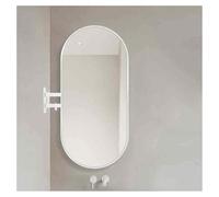XTGDIEM Espejo Giratorio Ovalado De 360° con Brazo Articulado Y Marco Metal - Ideal For Maquillaje Arreglo Personal Se Puede Montar Vertical U Horizontalmente(White,40x80cm)