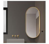 XTGDIEM Espejo Giratorio Ovalado De 360° con Brazo Articulado Y Marco Metal - Ideal For Maquillaje Arreglo Personal Se Puede Montar Vertical U Horizontalmente(Gold,40x70cm)