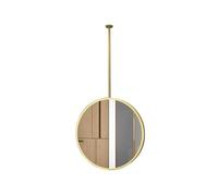 XTGDIEM Espejo Suspendido Redondo con Marco Y Varilla De Metal: Adecuado For Baños, Tocadores Vestidores Longitud Personalizable(Gold,70cm)