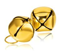Xthrotsenk 2 campanas doradas grandes para perro, collar de perro de 1.18 pulgadas, campanas ruidosas, collares de campana de gato, collares de campana de metal hechos a mano con anillo colgante para