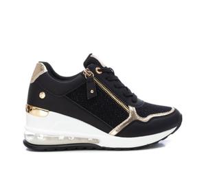 XTI - Zapatilla con Cuña Mujer Negro - Calzado Cómodo y Versátil - Moda Casual - Modelo 14257303 (Talla 38)