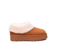 Xti Zueco señora antelina de doble piso, con forro de pelo. Camel 38