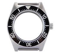 XTINKOPW 1 Pieza de Reloj for Hombre con Caja Plateada de 40,5 mm, Compatible con el Modelo Black Tiger Whale NH35, NH36, NH34, NH38, Movimiento 4R36, Esfera de 28,5 mm.(Ceramics Bezel 2)