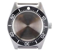 XTINKOPW 1 Pieza de Reloj for Hombre con Caja Plateada de 40,5 mm, Compatible con el Modelo Black Tiger Whale NH35, NH36, NH34, NH38, Movimiento 4R36, Esfera de 28,5 mm.(Steel Bezel 7)