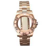 XTINKOPW Caja de Reloj de 40 mm con Correa de Acero Inoxidable en Oro Rosa for yate Nh35 Nh36 4R36 ETA 2824 8215, Movimiento, Esfera de 28,5 mm.(Glass Cover 2,NH34 35 36 38)