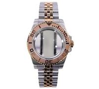 XTINKOPW Caja de Reloj de 40 mm con Correa de Oro Rosa for NH35, NH36, ETA2824, Miyota825, Esfera de 28,5 mm, Bisel de 120 clics, Yacht Master.(Glass Cover 2,Miyota 8215)