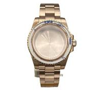 XTINKOPW Caja de Reloj de 40 mm, Correa de Acero 316L con Hebilla Deslizante for NH35, NH36, Movimiento 2824, 8215, Esfera de 28,5 mm, Bisel de 120 clics, Deepsea(Rose Gold,ETA 2824)