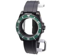 XTINKOPW Caja de Reloj de 40 mm y 20 Barras con Correa de Caucho Negra for NH35, NH36, NH34, Movimiento Miyota 8215 ETA 2824, Esfera de 28,5 mm, Bisel de 120 clics.(Black Rubber 2,Miyota 8215)