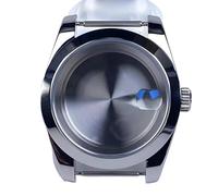 XTINKOPW Caja de Reloj NH35 de 36/39 mm, Correa Plateada, Cristal de Zafiro, Esfera de 28,5 mm, Compatible con Accesorios de Movimiento NH36/NH35.(5 Steel Case Back,39mm)