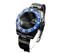 XTINKOPW Caja de Reloj NH35 Sub/GMT de 40 mm, Color Negro, Bisel de 120 clics, for Movimiento mecánico automático NH34/NH35/NH36, Esfera de 28,5 mm, Accesorios.(T4/10#,Solid Back Cover)