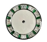 XTINKOPW Esfera de Reloj de 28,5 mm con Borde de Piedra de Colores y patrón de Concha, sin Fecha, sin esferas Luminosas, Accesorio for Movimiento NH35/NH36.(Green)