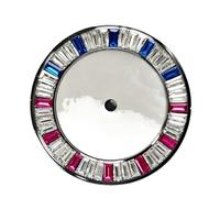 XTINKOPW Esfera de Reloj de 28,5 mm con Borde de Piedra de Colores y patrón de Concha, sin Fecha, sin esferas Luminosas, Accesorio for Movimiento NH35/NH36.(Blue Pink)