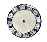 XTINKOPW Esfera de Reloj de 28,5 mm con Borde de Piedra de Colores y patrón de Concha, sin Fecha, sin esferas Luminosas, Accesorio for Movimiento NH35/NH36.(Blue)