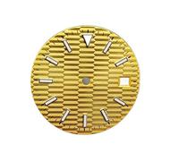 XTINKOPW Esfera de Reloj de 28,5 mm con Textura metálica, Azul y Verde, Accesorios Luminosos for Movimiento 8215/ETA 2824/2836/8200/2813(Yellow Gold)