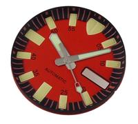 XTINKOPW Esfera de Reloj Monster de 29 mm, Color Rojo, Azul y Amarillo, estéril, Verde, Luminosa, Compatible con Relojes de Buceo NH36 NH36A con Movimiento automático.(Red dial Hand)