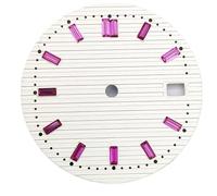 XTINKOPW Esfera estéril de 29,8 mm con Rayas Verdes, Blancas y Negras, Compatible con Relojes NH35, NH35A, NH36, 7s26, con Movimiento automático y Fecha modificada.(White-Pink Mark)