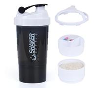 XTKS Coctelera de proteínas, batido de proteínas con almacenamiento y bola de mezcla de 16 oz, botella de batido portátil a prueba de fugas para mezclas de proteínas y pre-trabajo, seguro para