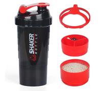 XTKS Coctelera de proteínas, batido de proteínas con almacenamiento y bola de mezcla de 18 oz, botella de batido portátil a prueba de fugas para mezclas de proteínas y pre-trabajo, seguro para