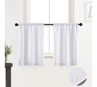 XTMYI - Cortinas cortas, 80 % opacas, privacidad, cortinas de baño para ventanas pequeñas, persianas de cocina, 76,2 cm de largo, blanco, marrón