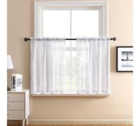 XTMYI - Cortinas de cocina estilo granja de 91 cm de largo, juego de 2 paneles, cortas, de lino texturizado, estilo bohemio, estilo cafeter a, se