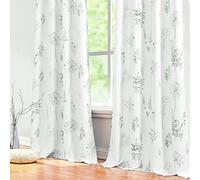 XTMYI, Cortinas Estampadas con Hojas y Flores en Acuarela de Ventana para Dormitorio y Sala de Estar, oscurecimiento de la habitación, 80% Opacas, 2 Paneles de 160 cm de Largo con Ojales, Verde