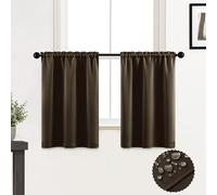 XTMYI Cortinas Marrones de 36 Pulgadas de Largo para Ventana de baño, Ducha, 2 Paneles, Bolsillo para Barra, Impermeables, Opacas, Cortinas de Nivel para oscurecer la habitación, para Cocina, café