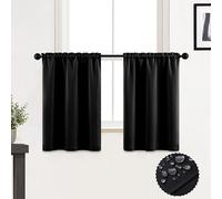 XTMYI - Juego de 2 cortinas pequeñas, cortas, opacas, tela impermeable, 76,2 cm, para ventana de baño, cocina, ducha, 152,4 cm de ancho, negro