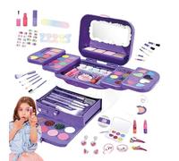 xtoddlers Makeup Kit - 72 Pieces Size 17.5cm, Washable Girls Play Cosmetics Set, (nons-toxics) Safe Children's Pretend Play Make-up Box | (educational) ABS Cosmetic Toy for Princess Dress Up, Real Loo