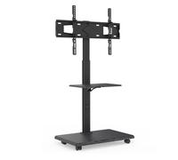 XTRARM Soporte TV Pie Portátil Delphos con Base de Madera, Soporte TV Ruedas, para TV de 32-70" y hasta 45 kg, TV Stand Regulable en Altura hasta Aprox. 130 cm, Giratorio ±25°, VESA MAX. 600x400