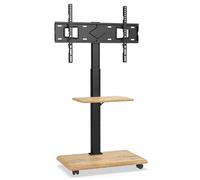 XTRARM Soporte TV Pie Portátil Delphos con Base de Madera, Soporte TV Ruedas, para TV de 32-70" y hasta 45 kg, TV Stand Regulable en Altura hasta Aprox. 130 cm, Giratorio ±25°, VESA MAX. 600x400