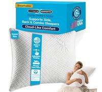 Xtreme Comforts Almohada de espuma viscoelástica triturada, apta para alérgicos y refrescantes para dormir en el lado, la espalda y el estómago, lavable a máquina, almohadas de espuma para dormir y aliviar el dolor de cuello (Queen)