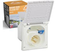 Xtremeauto Caja de enchufe empotrada de 240 V, 16 A, cable de entrada de 16 A, adaptable a caravanas y autocaravanas externas