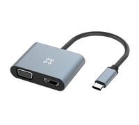Xtrememac Adaptador USB-C a HDMI y VGA, Pantalla Doble, 4K Ultra HD (HDMI) y Full HD (VGA), MacBook Pro/Air M1, iPad Pro/Air/Mini 6, DELL Xps 13/15, Estructura de Aluminio de Calidad - Gris Espacial