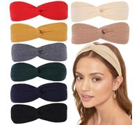 XTREND 8 diademas de nailon para mujer, diademas elásticas con nudos cruzados, accesorios para el cabello para mujer, entrenamiento de yoga, diademas suaves antideslizantes, color sólido, simple y