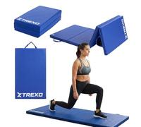 XTREXO Colchón de Gimnasia Plegable 195 x 80 x 5 cm - 4 Piezas Portátil Cubierta de Cuero Eco Piel Espuma de Polietileno Antideslizante Duradero - Ideal para Entrenamiento en Casa y Viajes