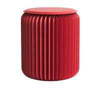 Xtroml Taburete de Papel Plegable - Taburete Redondo Moderno de Papel Kraft, Carga 300kg, Impermeable, Ahorra Espacio, reposapiés portátil para salón, Oficina, Escuela, Eventos,Red-37×32cm